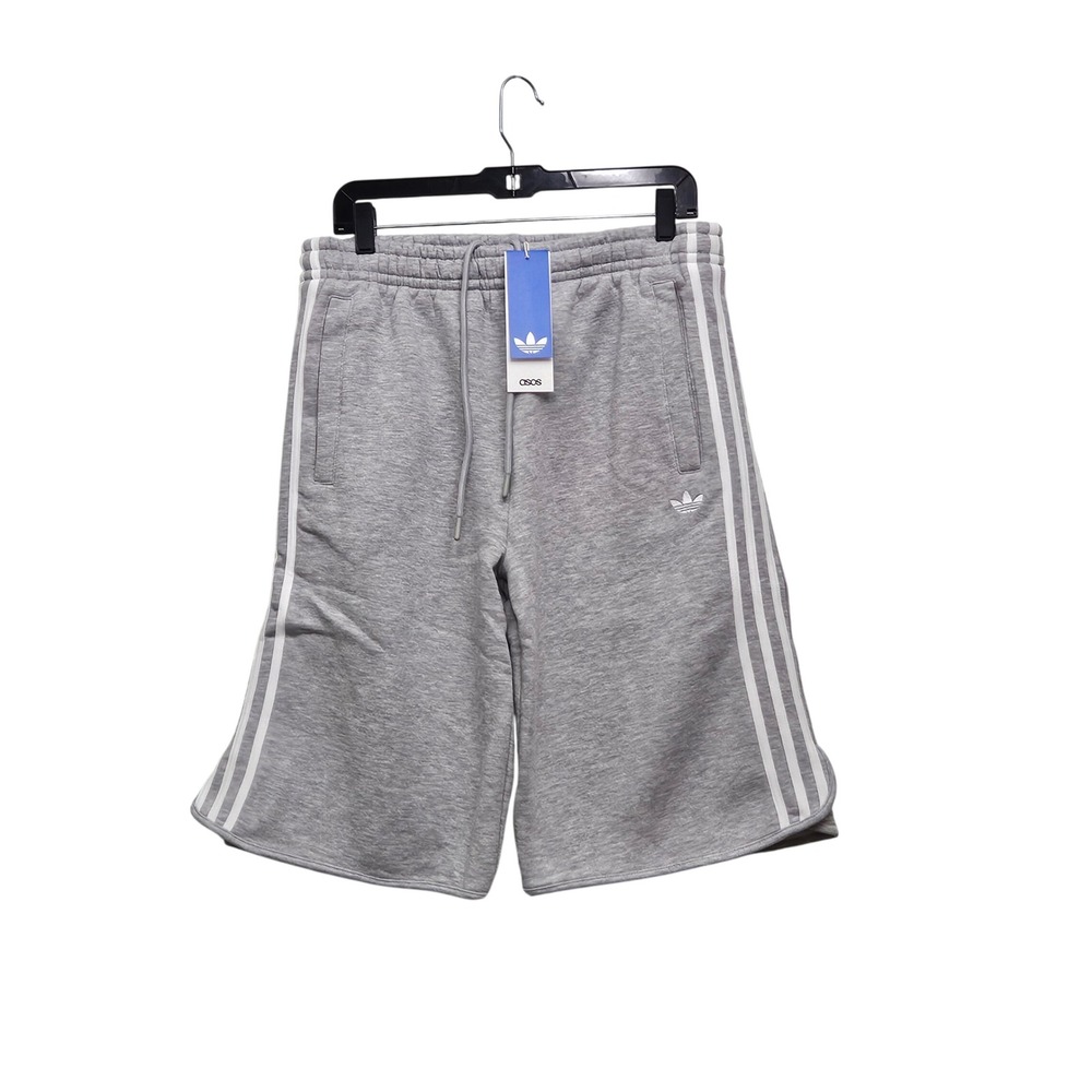 Adidas x Asos Sweat Shorts M Gray 3-Stripe Trefoil Logo Fleece Athleisure Sporty